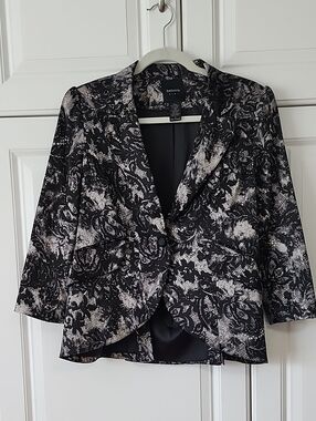 Bellatrix Black and White Lace Print Blazer